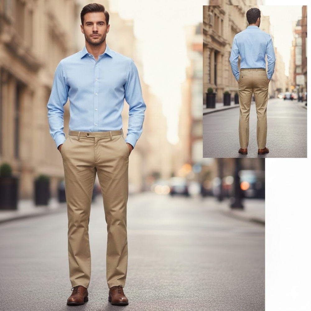 JOS‎ A BANK RESERVE Mens Khaki Chino Pants Flat Front Stretch Cotton 36W x 32L